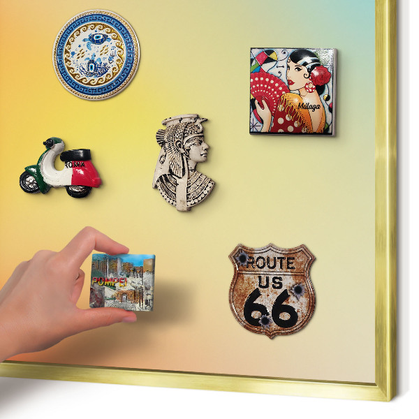 Magnetic board for magnets in a gold frame Color transition