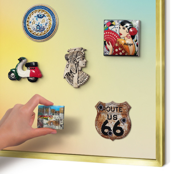Magnetic board for magnets in a gold frame Color transition