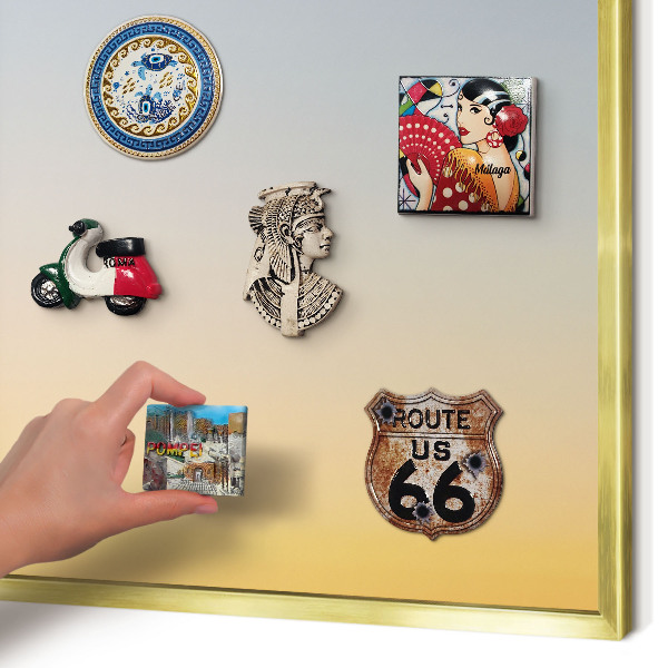 Metal magnet board with a gold frame Pastel gradient
