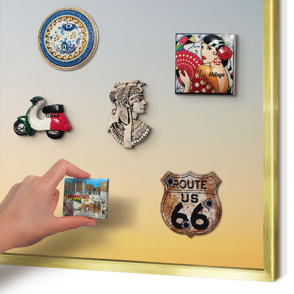Metal magnet board with a gold frame Pastel gradient
