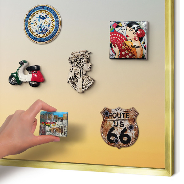 Metal magnet board with a gold frame Pastel gradient