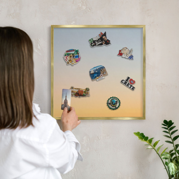 Metal magnet board with a gold frame Pastel gradient