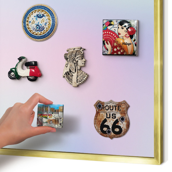 Metal magnet board with a gold frame Pastel gradient