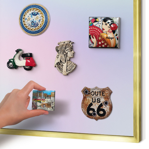 Metal magnet board with a gold frame Pastel gradient