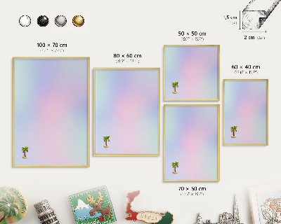 Metal magnet board with a gold frame Pastel gradient