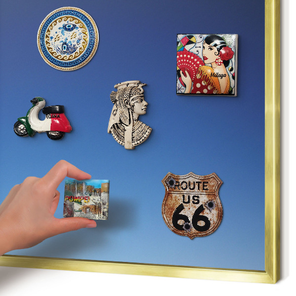 Magnetic board for magnets in a gold frame Blue gradients