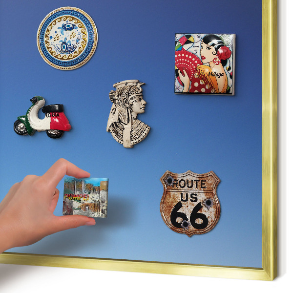 Magnetic board for magnets in a gold frame Blue gradients