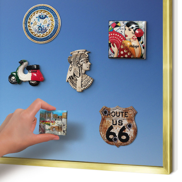 Magnetic board for magnets in a gold frame Blue gradients