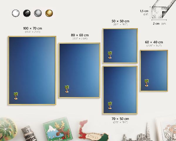 Magnetic board for magnets in a gold frame Blue gradients