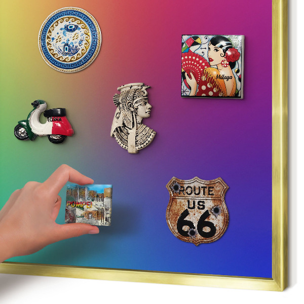 Metal magnet board with a gold frame Rainbow gradient