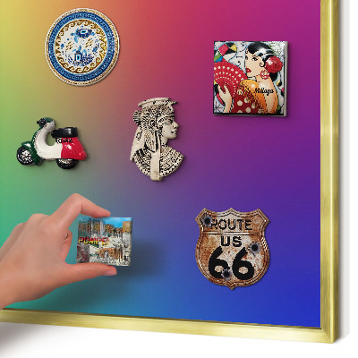 Metal magnet board with a gold frame Rainbow gradient