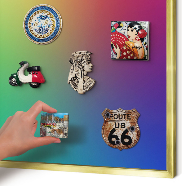 Metal magnet board with a gold frame Rainbow gradient