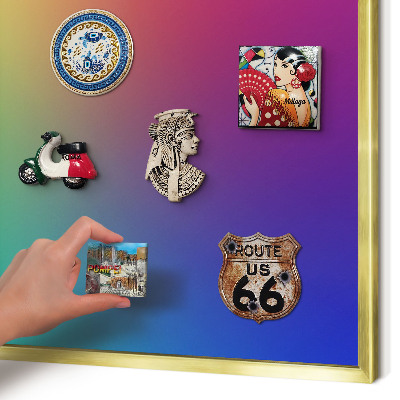 Metal magnet board with a gold frame Rainbow gradient