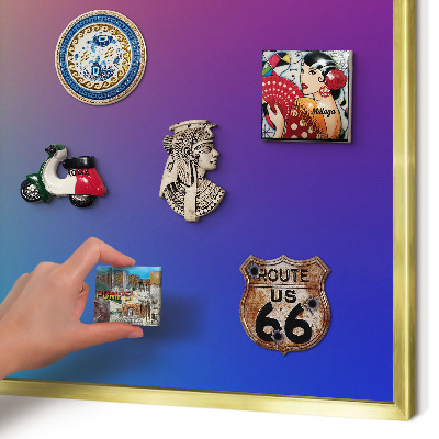 Metal magnet board with a gold frame Rainbow gradient