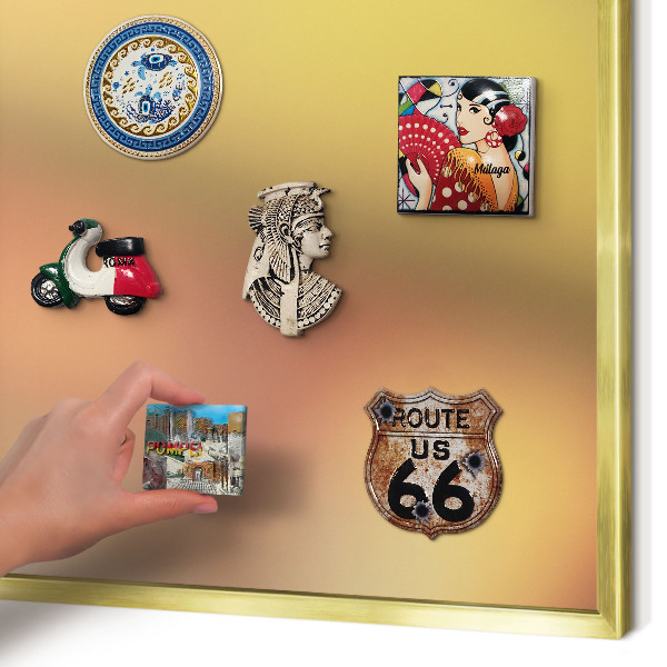 Magnetic board for magnets in a gold frame Colorful glow