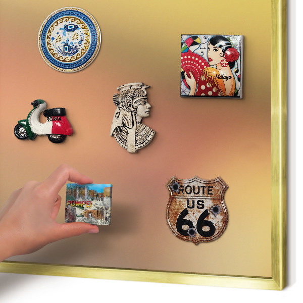 Magnetic board for magnets in a gold frame Colorful glow