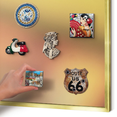Magnetic board for magnets in a gold frame Colorful glow