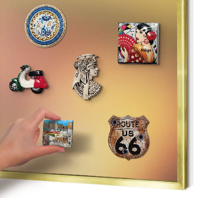 Magnetic board for magnets in a gold frame Colorful glow