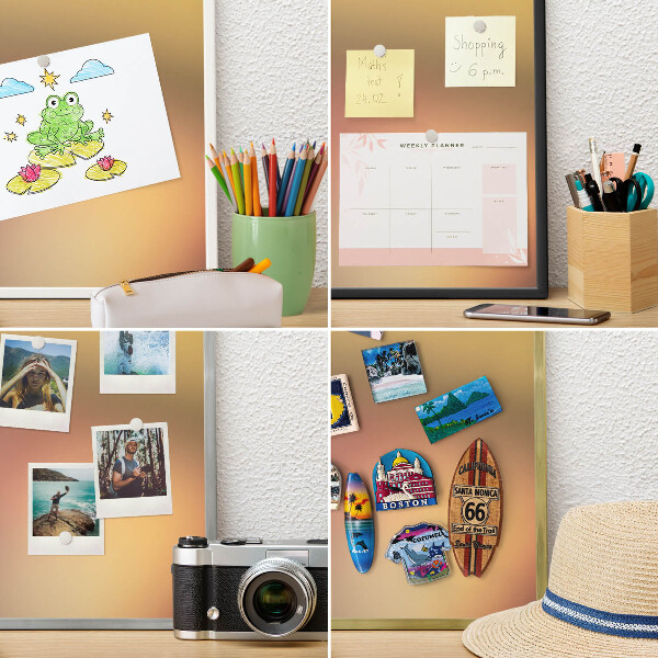 Magnetic board for magnets in a gold frame Colorful glow