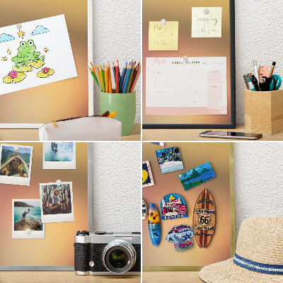 Magnetic board for magnets in a gold frame Colorful glow