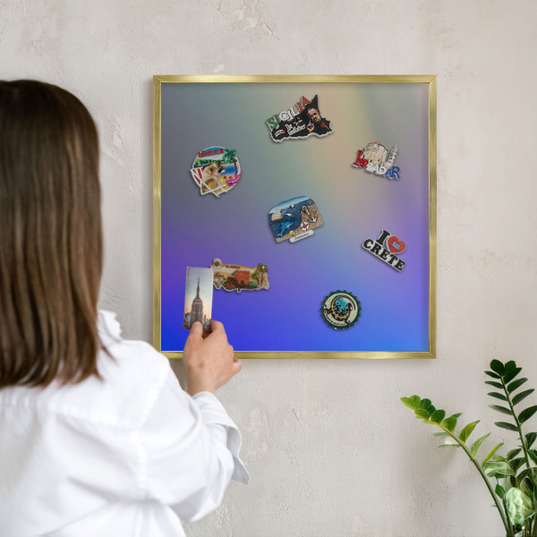 Metal magnet board with a gold frame Subtle gradient