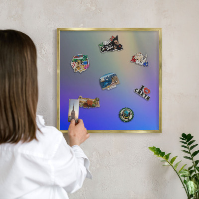 Metal magnet board with a gold frame Subtle gradient