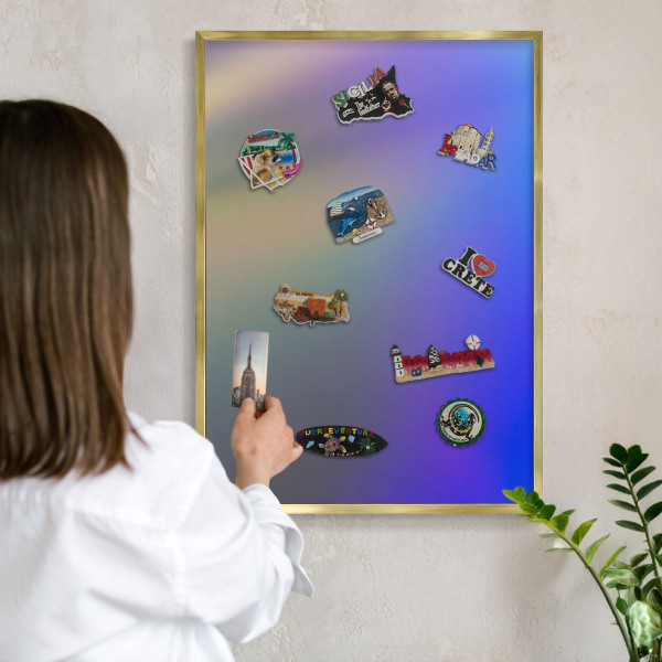 Metal magnet board with a gold frame Subtle gradient