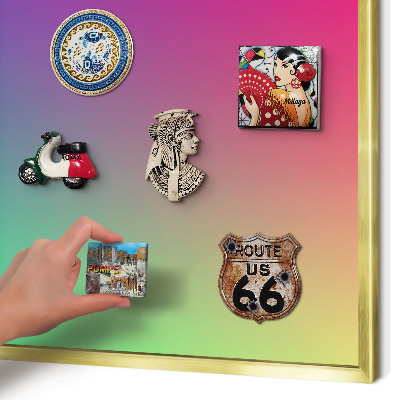 Magnetic board for magnets in a gold frame Colorful gradient