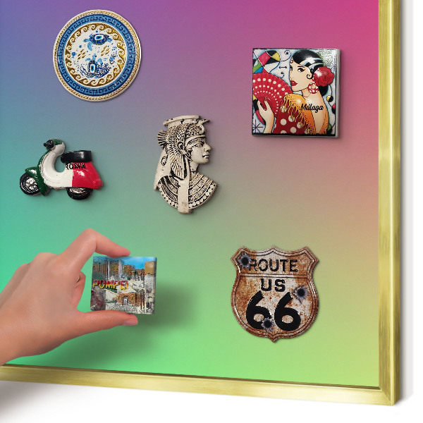 Magnetic board for magnets in a gold frame Colorful gradient
