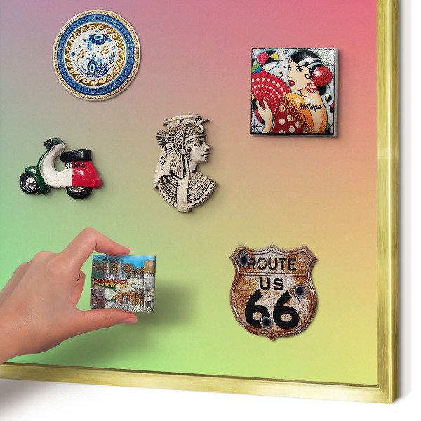 Magnetic board for magnets in a gold frame Colorful gradient