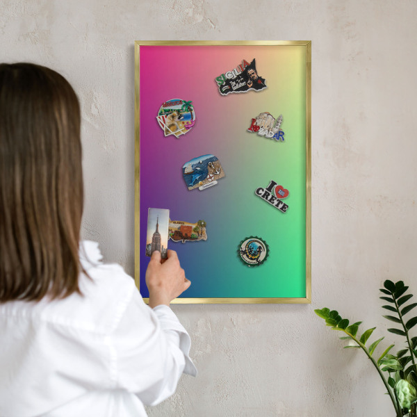 Magnetic board for magnets in a gold frame Colorful gradient