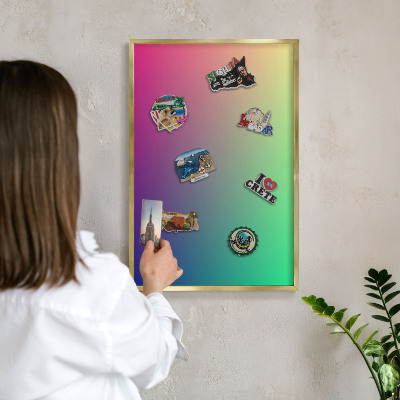 Magnetic board for magnets in a gold frame Colorful gradient
