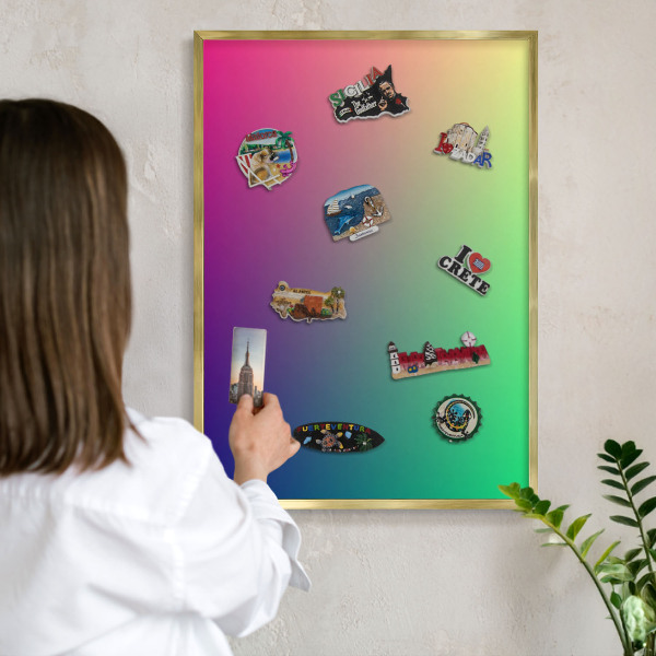 Magnetic board for magnets in a gold frame Colorful gradient
