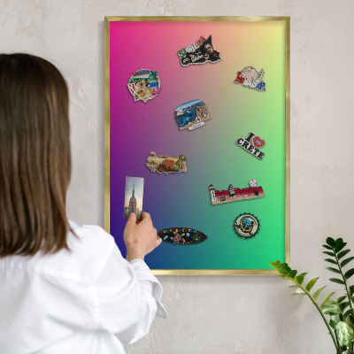 Magnetic board for magnets in a gold frame Colorful gradient