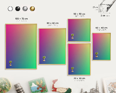 Magnetic board for magnets in a gold frame Colorful gradient
