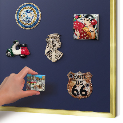 Magnetic board for magnets in a gold frame Dark navy blue