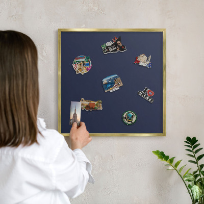 Magnetic board for magnets in a gold frame Dark navy blue