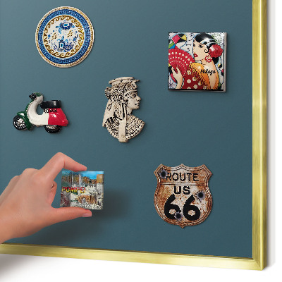 Metal magnet board with a gold frame Dark turquoise