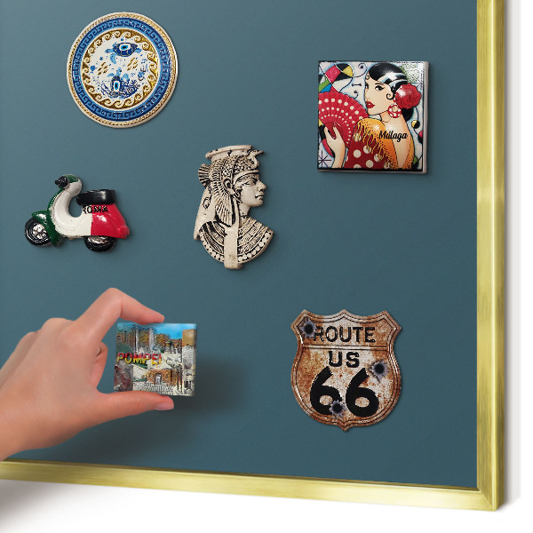 Metal magnet board with a gold frame Dark turquoise