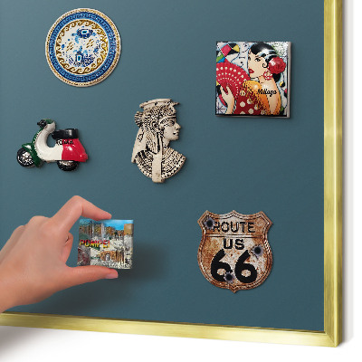 Metal magnet board with a gold frame Dark turquoise