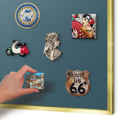 Metal magnet board with a gold frame Dark turquoise