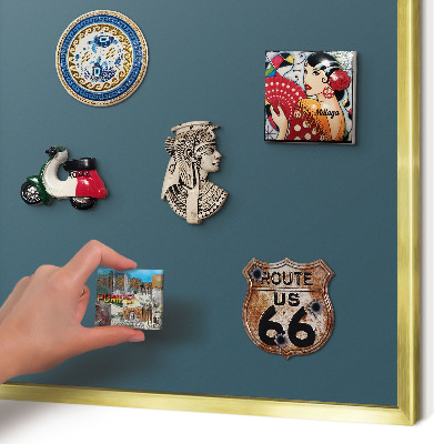 Metal magnet board with a gold frame Dark turquoise