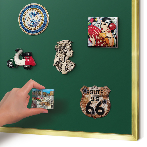 Magnetic board for magnets in a gold frame Bottle green