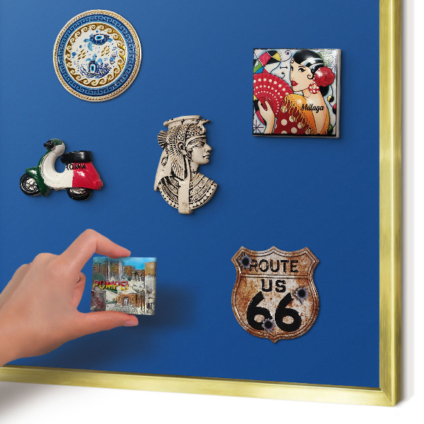 Magnetic board for magnets in a gold frame Dark blue