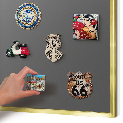 Metal magnet board with a gold frame Dark gray