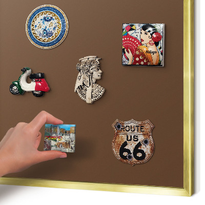 Magnetic board for magnets in a gold frame Chestnut brown