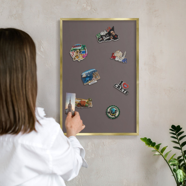 Magnetic board for magnets in a gold frame Faded brown