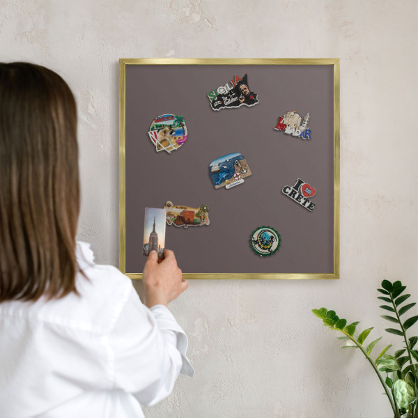 Magnetic board for magnets in a gold frame Faded brown