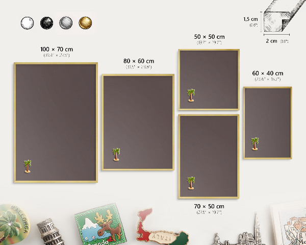 Magnetic board for magnets in a gold frame Faded brown