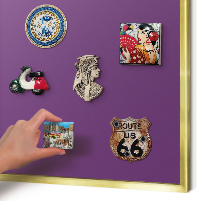 Metal magnet board with a gold frame Strong purple